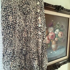 Madewell Black and Cream Floral Skirt